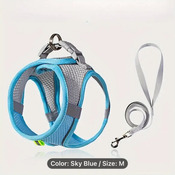 BLUE Comfortable Breathable Pet Harness and Leash size M - Picture 2 of 6